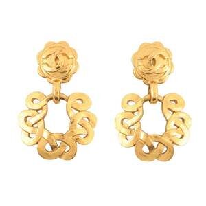 Chanel Cc Logo Earrings Gold-Tone Metal #250006C97B